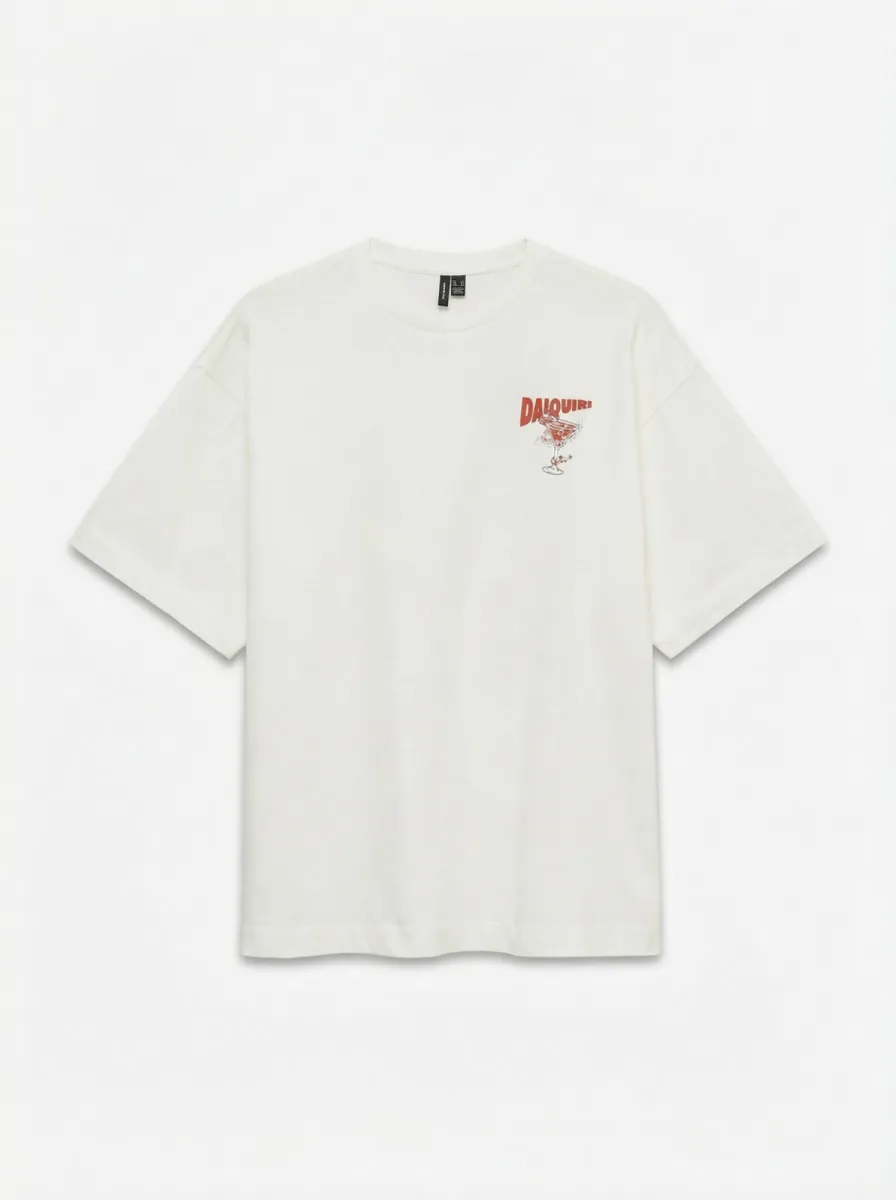 VERO MODA-VMMIRA HAILEY SS OVERSIZE TEE JRS E-10357338-Daiquiri-WIT COMBINATIES