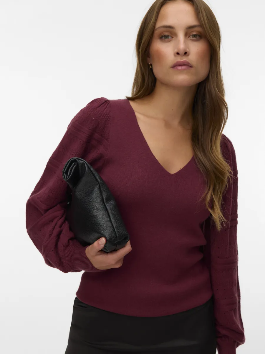 vero-moda-vmnewlimone-ls-v-neck-pullover-boo-10346938-windsor-wine-bordeaux-2 VERO MODA-VMNEWLIMONE LS V-NECK PULLOVER BOO-10346938-Windsor Wine-BORDEAUX