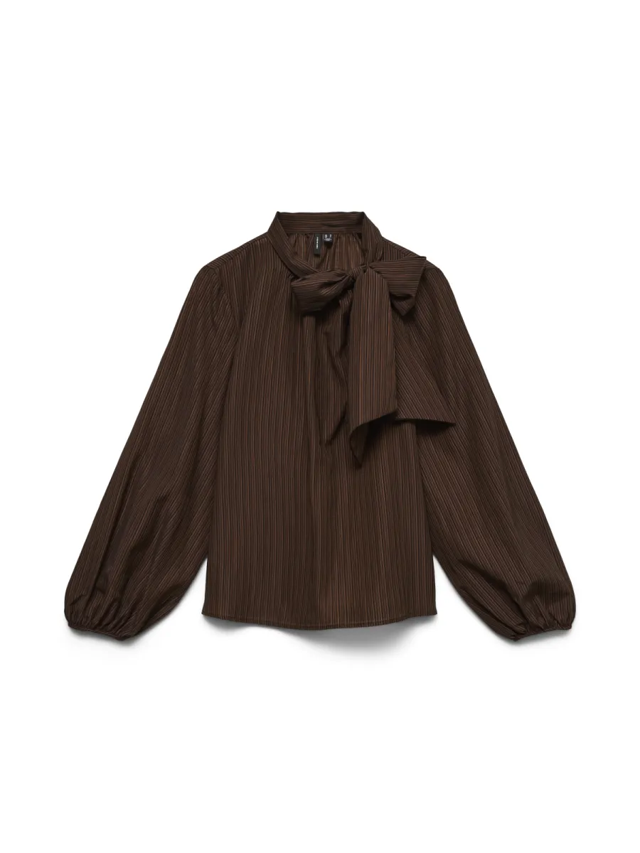 VERO MODA-VMSIMA LS TOP WVN-10349257-Cocoa Brown-CHOCOLADE