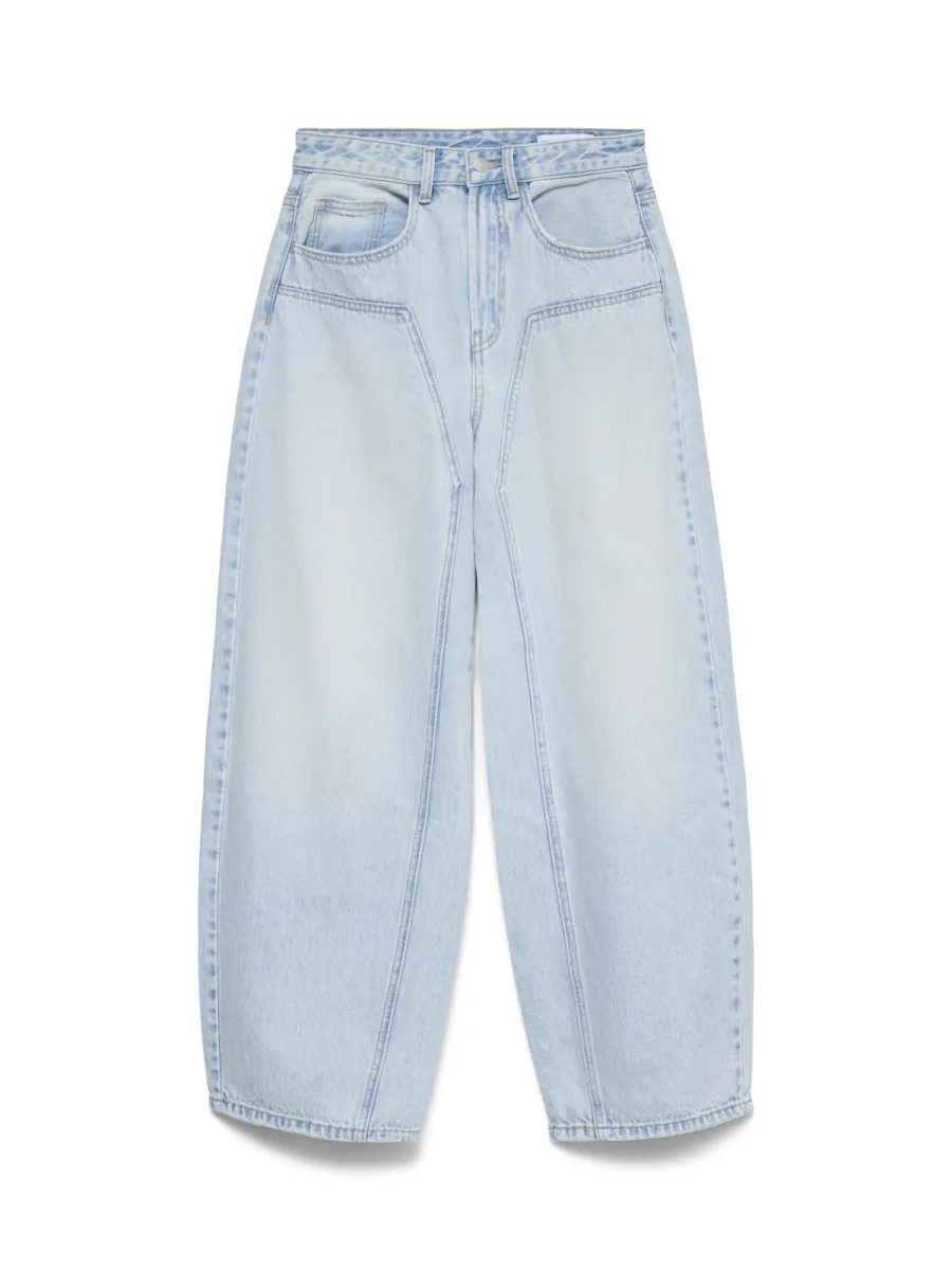 VERO MODA-VMZELDA HR BARREL JEANS LI3185-10350583-Light Blue Denim-LICHT DENIM