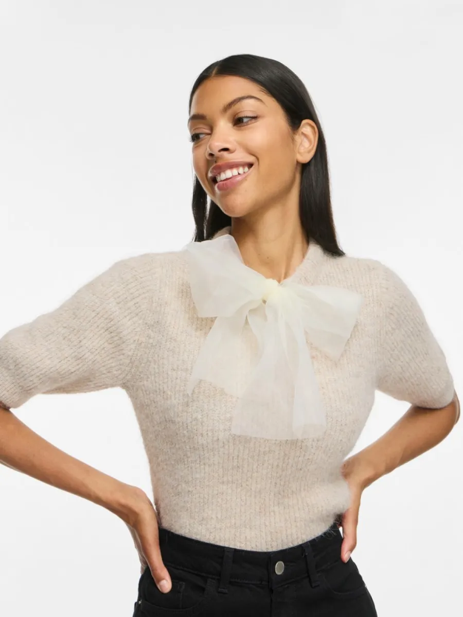 vila-viitza-o-neck-2-4-bow-knit-top-bfs-14116072-super-light-natural-naturel-3 VILA-VIITZA O-NECK 2/4 BOW KNIT TOP/BFS-14116072-Super Light Natural-NATUREL