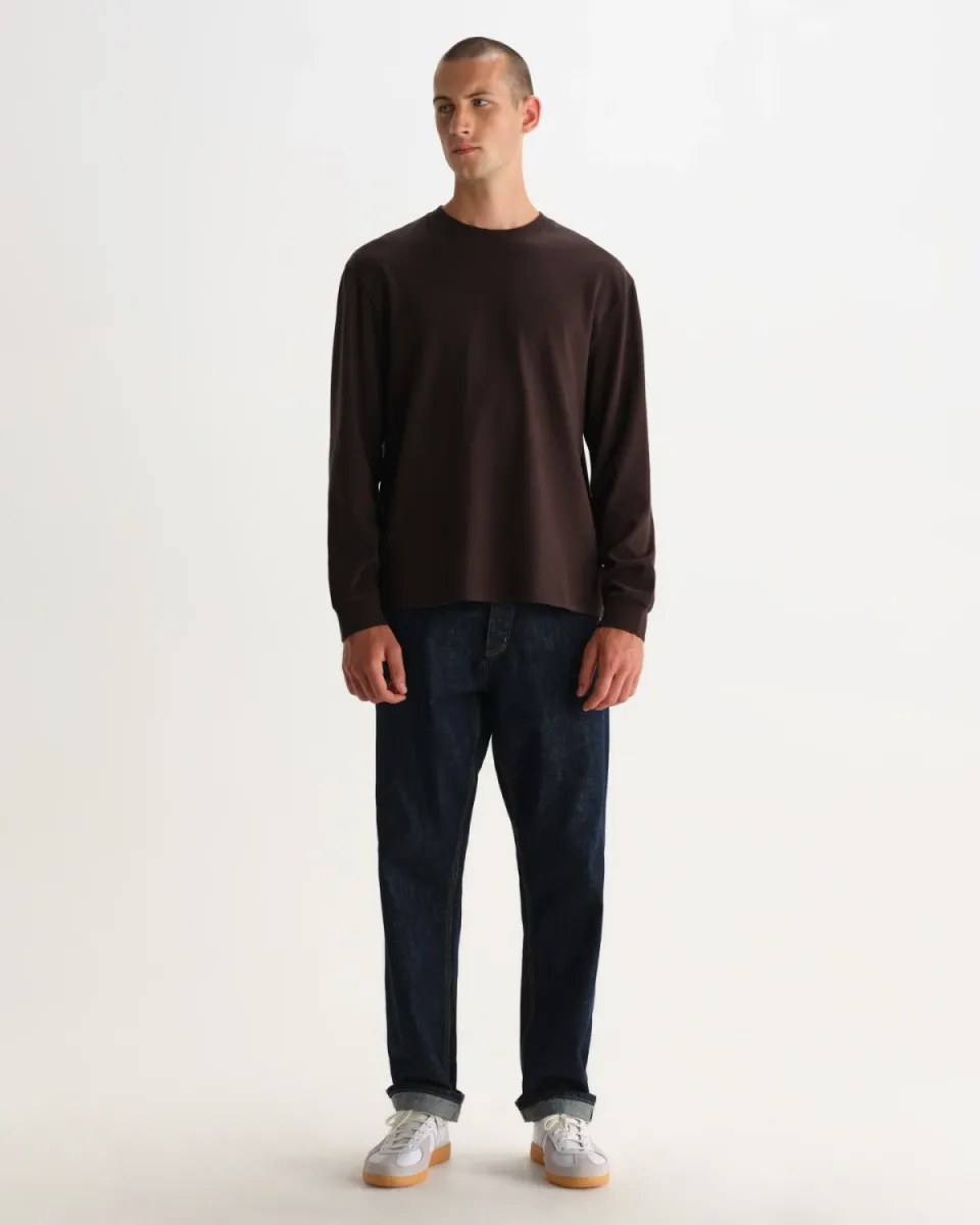 wax-london-hayden-l-s-tee-dark-brown-donker-bruin-2 Wax London--Hayden l/s tee-Dark brown-DONKER BRUIN