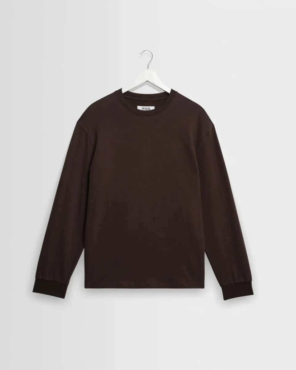 wax-london-hayden-l-s-tee-dark-brown-donker-bruin-6 Wax London--Hayden l/s tee-Dark brown-DONKER BRUIN
