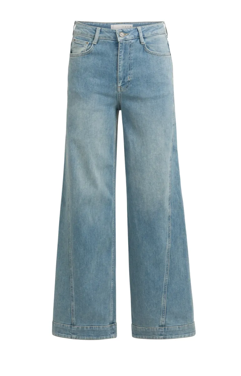 YAYA-Denim barrel jeans met siernaa; Cotton/Polyester/Elastane-01-311156-609-99025-MIDDEN DENIM