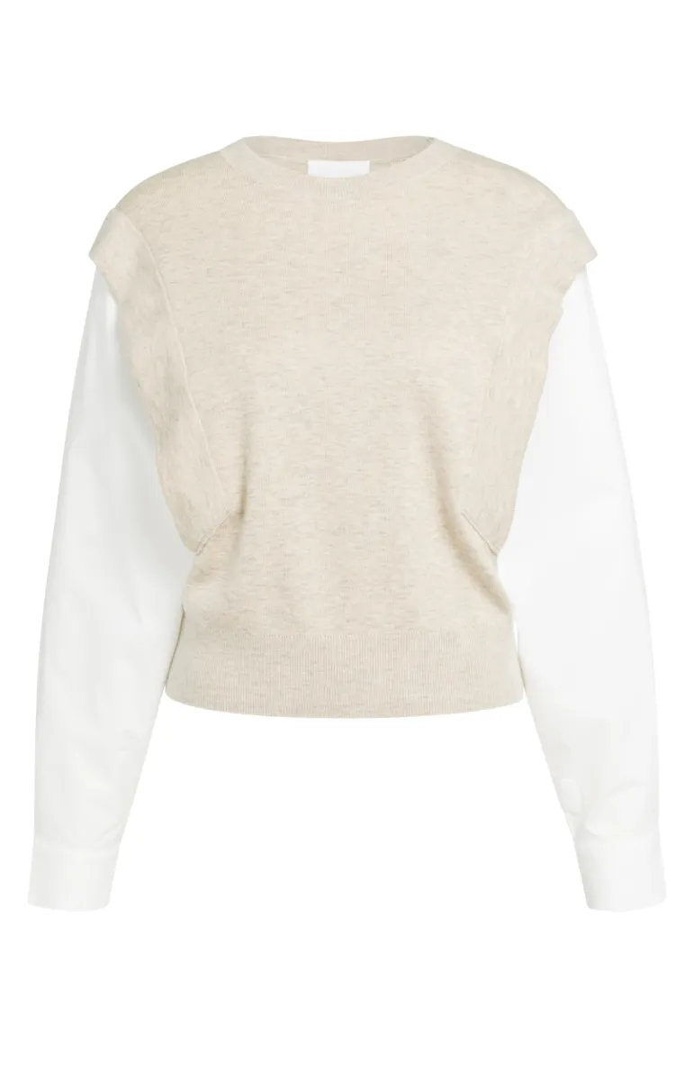 YAYA-Gebreide trui met geweven mouw; Polyamide/Wool/Acrylic; 990832-01-000614-609-990832-BEIGE