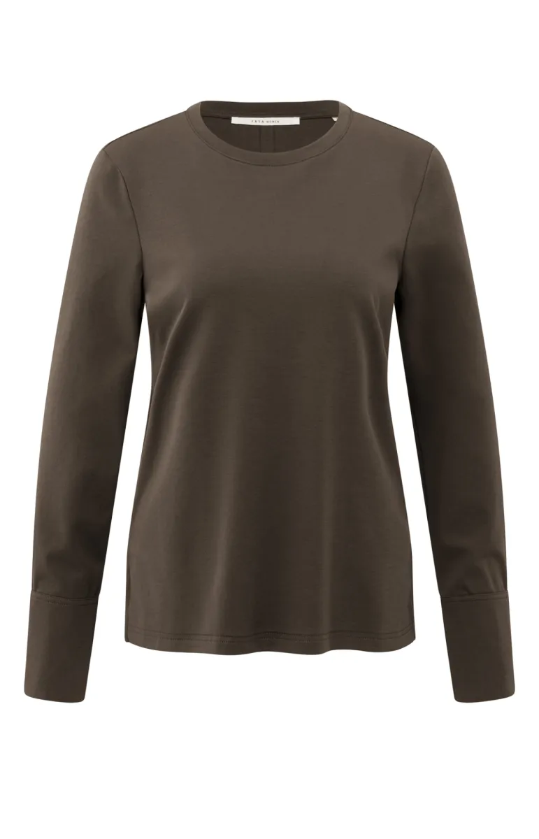 YAYA-Jersey top met lange mouwen en; Cotton; 90814-01-709321-609-90814-BRUIN