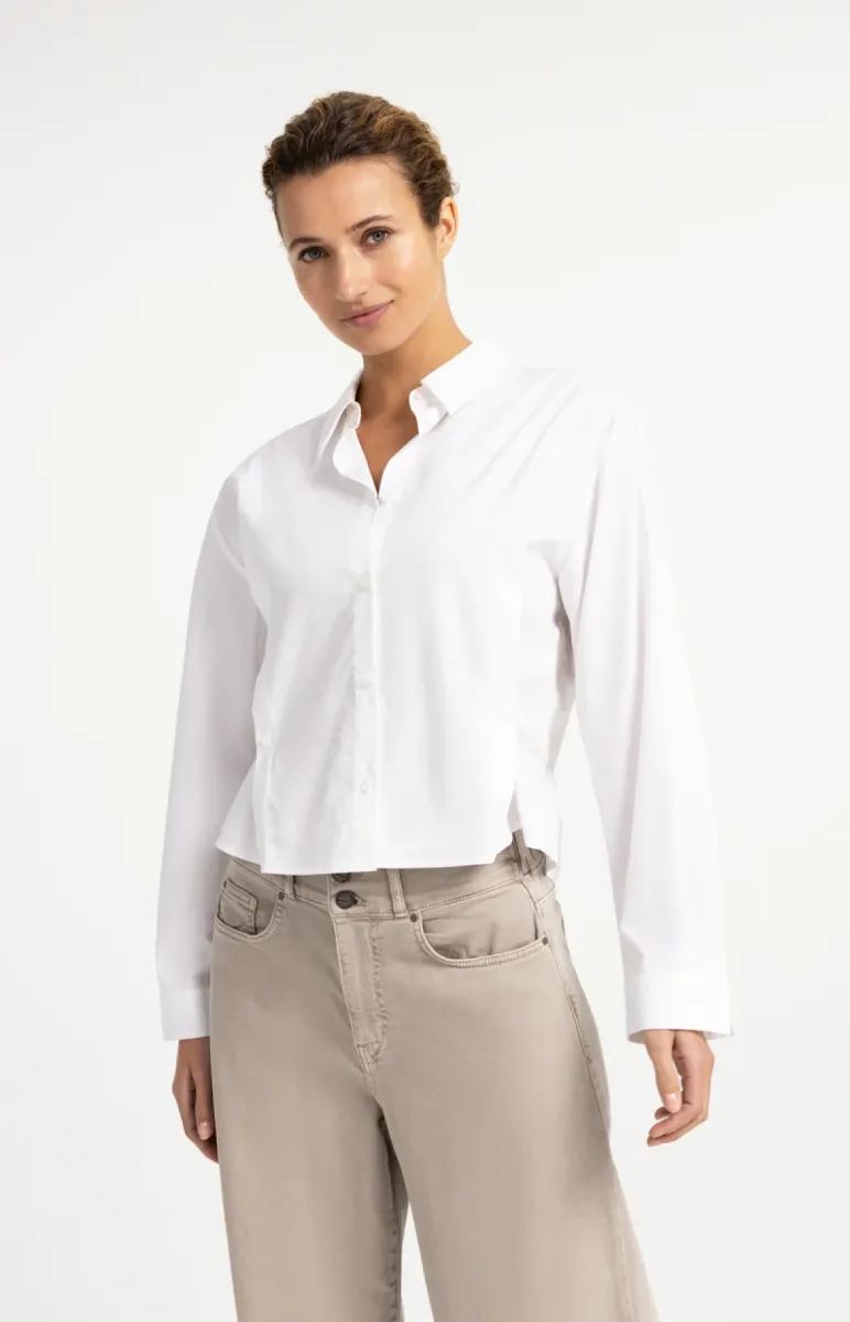 YAYA-Poplin blouse; Lyocell/Cotton-01-201240-608-00000-OFF WHITE