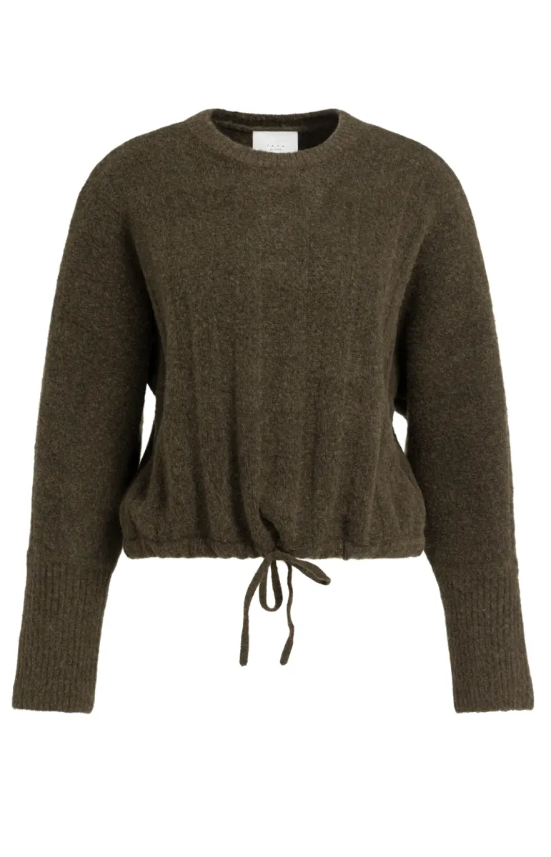 YAYA-Ribgebreide trui met vleermuis; Polyamide/Acrylic/Elastane/Wool; 908142-01-000631-609-908142-BRUIN
