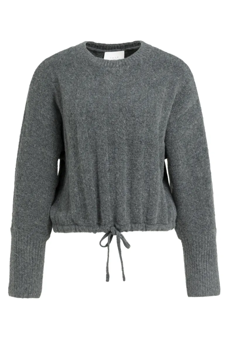 YAYA-Ribgebreide trui met vleermuis; Polyamide/Acrylic/Elastane/Wool; 99086-01-000631-609-99086-GRIJS