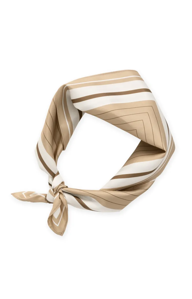 YAYA-Satin Scarf With Striped Print-03-501058-609-613151-BRUIN COMBINATIES