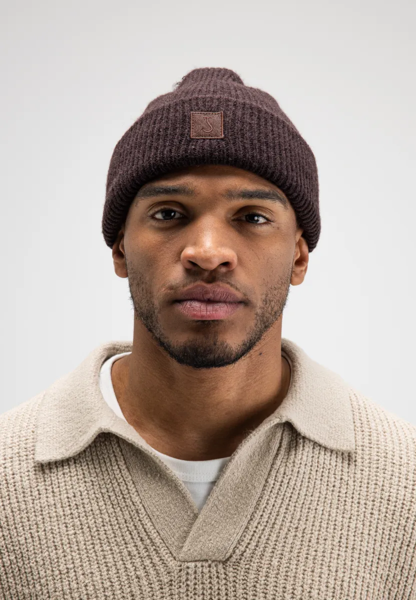 BUTCHER OF BLUE-Army wool hook beanie-M2629004-694 Topaz brown-CREME
