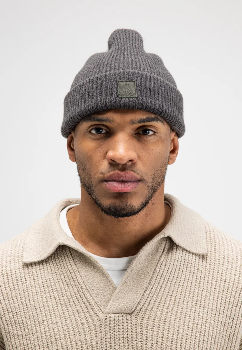BUTCHER OF BLUE-Army wool hook beanie-M2629004-9001 Agatha grey-DONKER GRIJS/GRAFIET