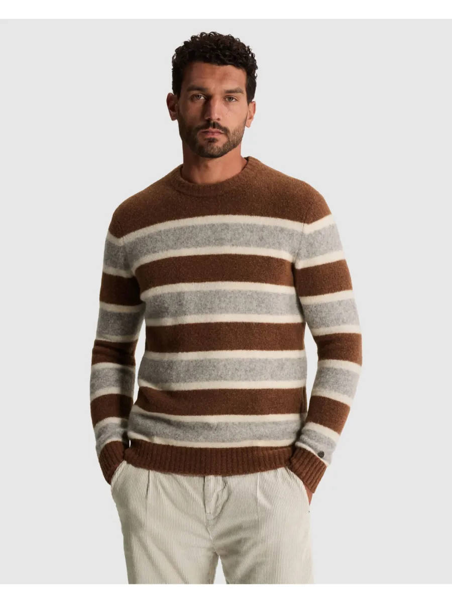 CAST IRON-Crewneck regular fit wool stretch-CKW2610351-8176 Mahogany-BRUIN