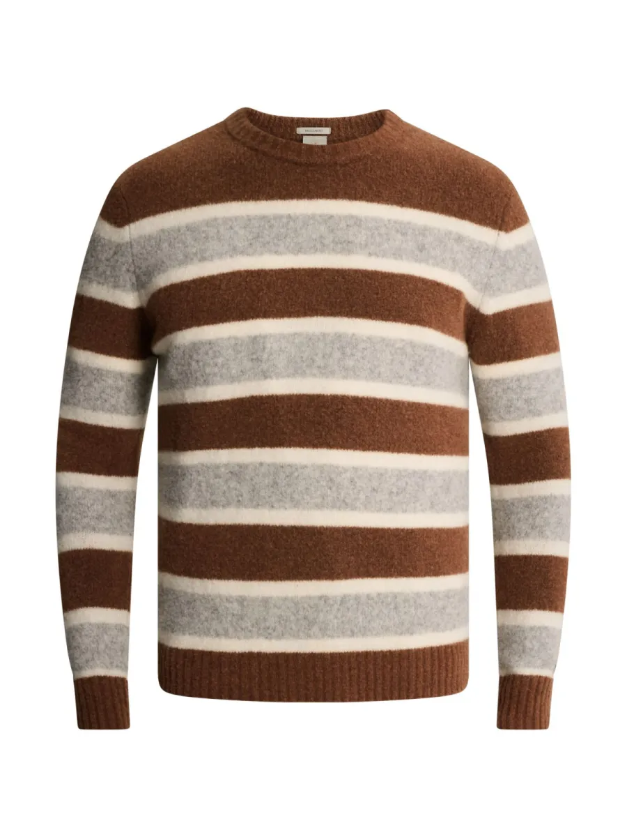 CAST IRON-Crewneck regular fit wool stretch-CKW2610351-8176 Mahogany-BRUIN
