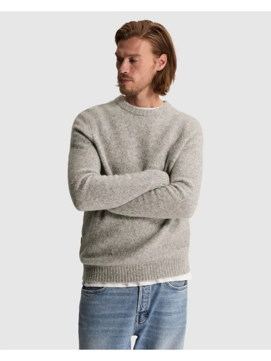 CAST IRON-Crewneck regular fit wool stretch-CKW2610352-9024 Lunar rock-LICHT-/PAREL GRIJS