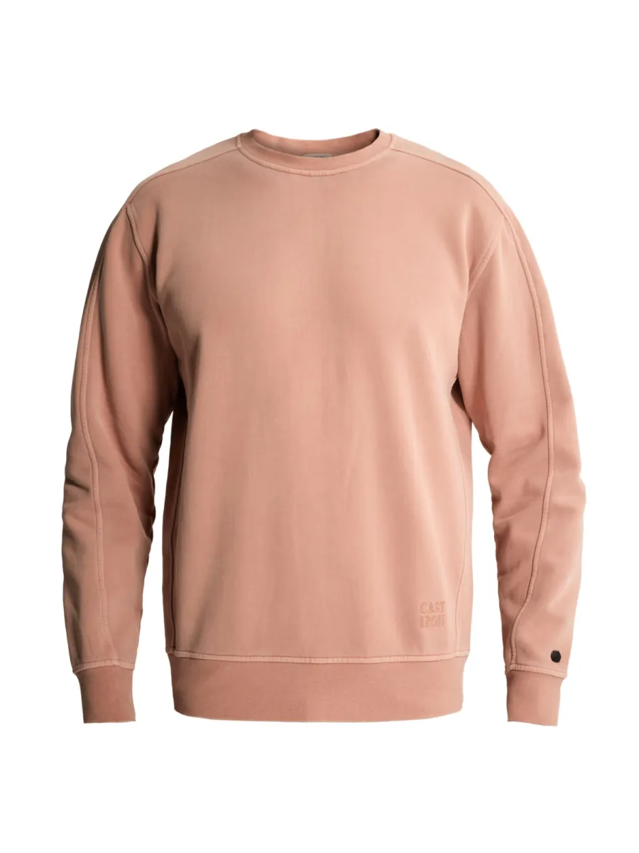 CAST IRON-Crewneck relaxed fit peached overdyed-CSW2608440-8136 Sunburn-ZALM