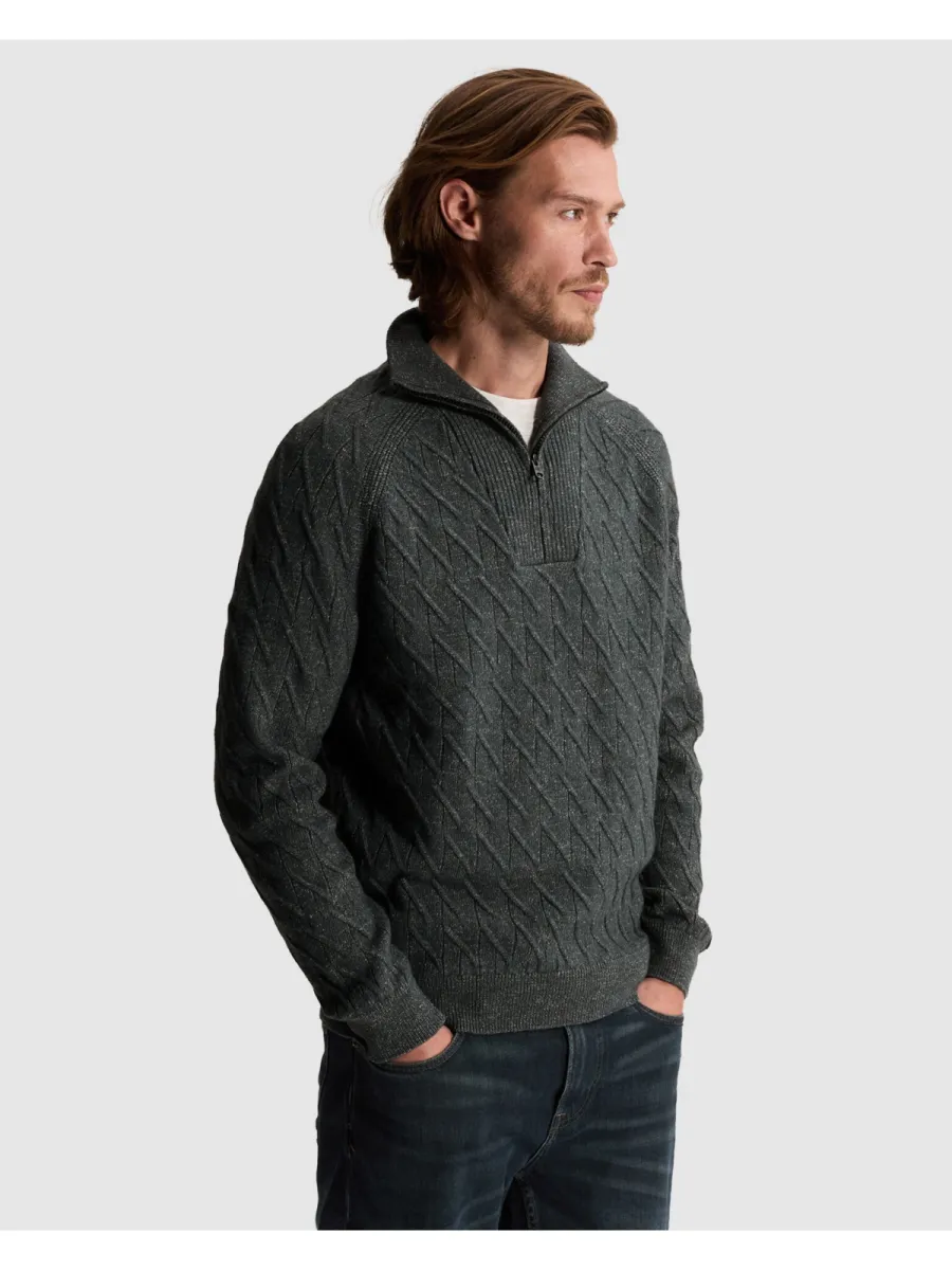 CAST IRON-Half zip collar regular fit cotton-CKW2610348-9024 Lunar rock-GRIJS