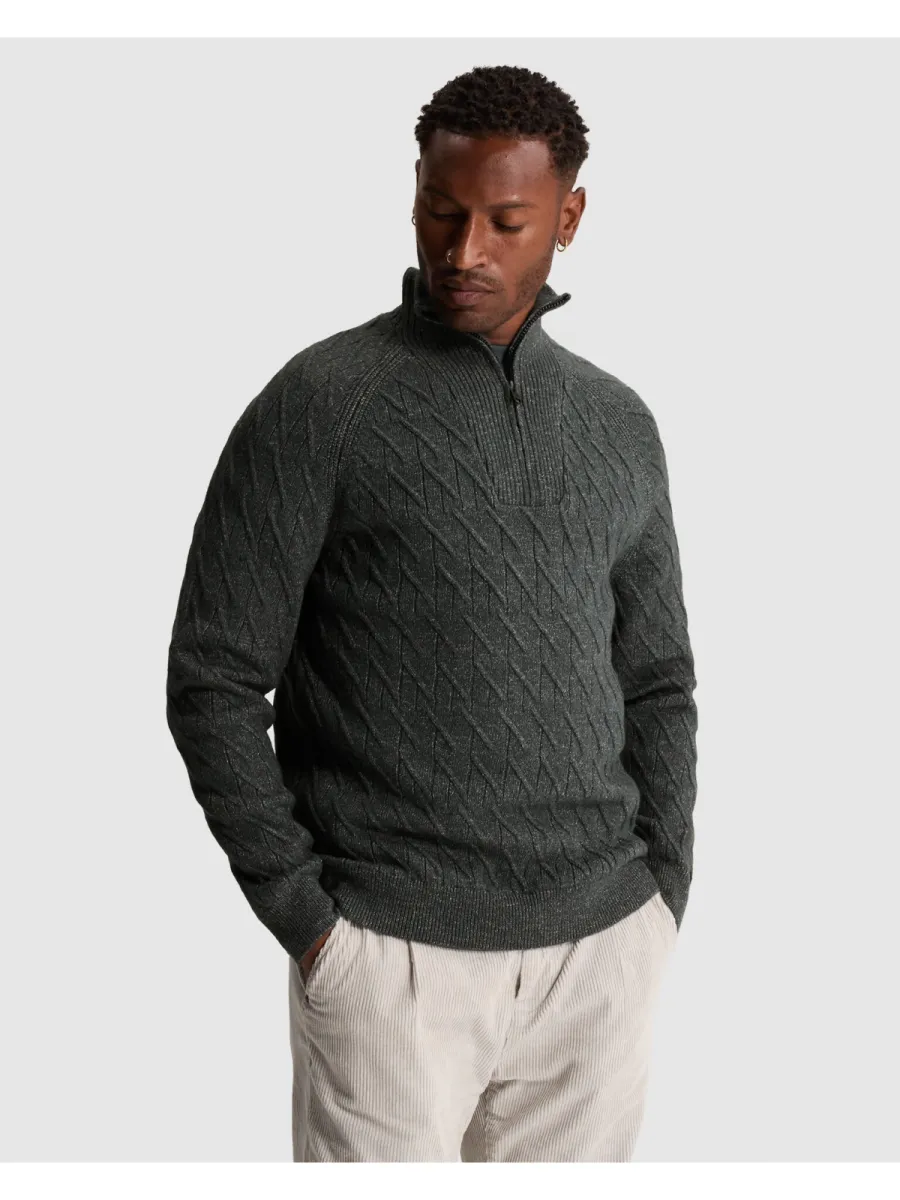CAST IRON-Half zip collar regular fit cotton-CKW2610348-9076 Dark slate-GRIJS