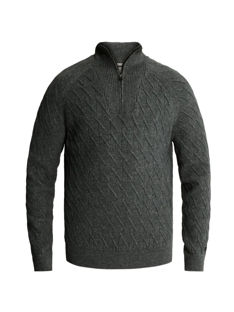 CAST IRON-Half zip collar regular fit cotton-CKW2610348-9076 Dark slate-GRIJS