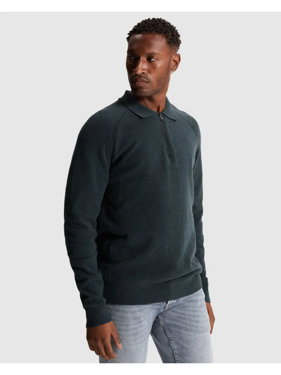CAST IRON-Long sleeve polo shirt regular fit-CKW2610342-9076 Dark slate-GRIJS