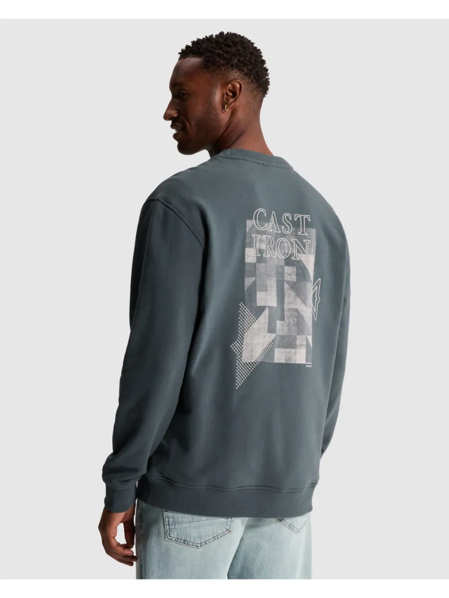 cast-iron-long-sleeve-r-neck-relaxed-fit-graphic-twill-csw2610447-9076-dark-slate-grijs-3 CAST IRON-Long sleeve r-neck relaxed fit graphic twill-CSW2610447-9076 Dark slate-GRIJS