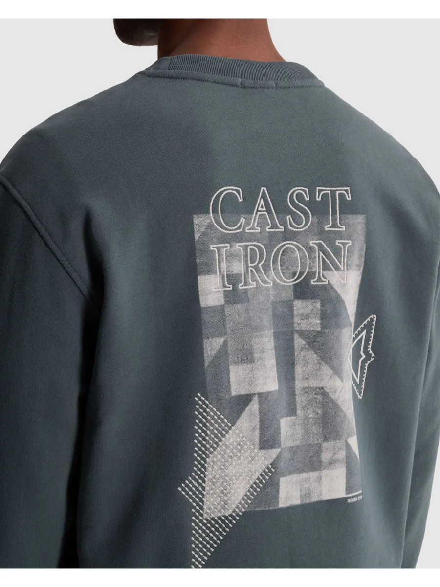 cast-iron-long-sleeve-r-neck-relaxed-fit-graphic-twill-csw2610447-9076-dark-slate-grijs-4 CAST IRON-Long sleeve r-neck relaxed fit graphic twill-CSW2610447-9076 Dark slate-GRIJS