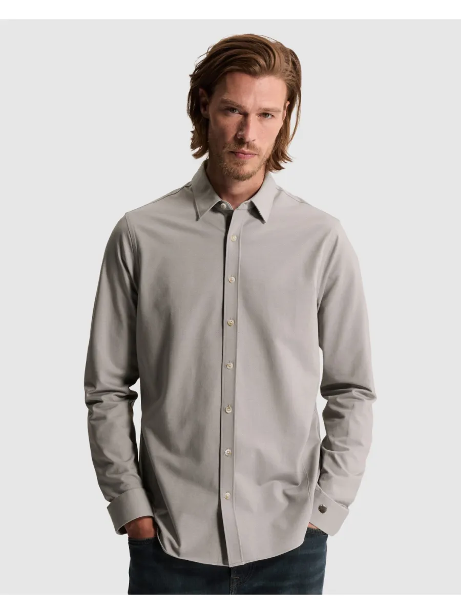 CAST IRON-Long sleeve shirt Twill Jersey-CSI2610250-9024 Lunar rock-LICHT-/PAREL GRIJS