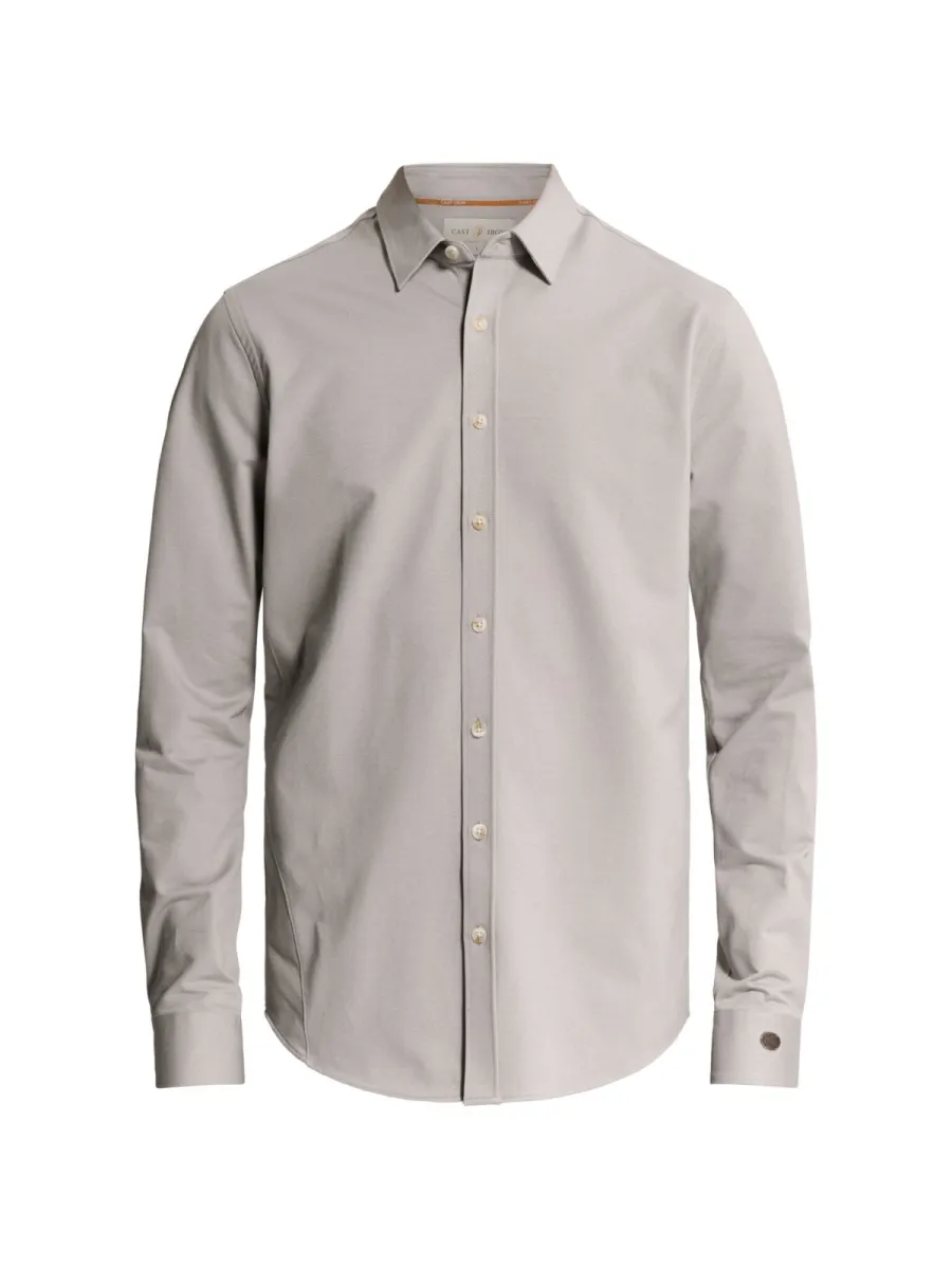 CAST IRON-Long sleeve shirt Twill Jersey-CSI2610250-9024 Lunar rock-LICHT-/PAREL GRIJS