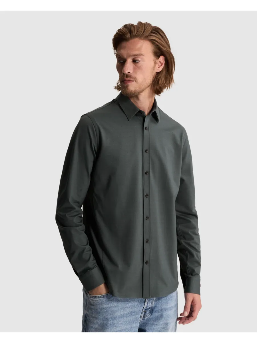 CAST IRON-Long sleeve shirt Twill Jersey-CSI2610250-9076 Dark slate-GRIJS