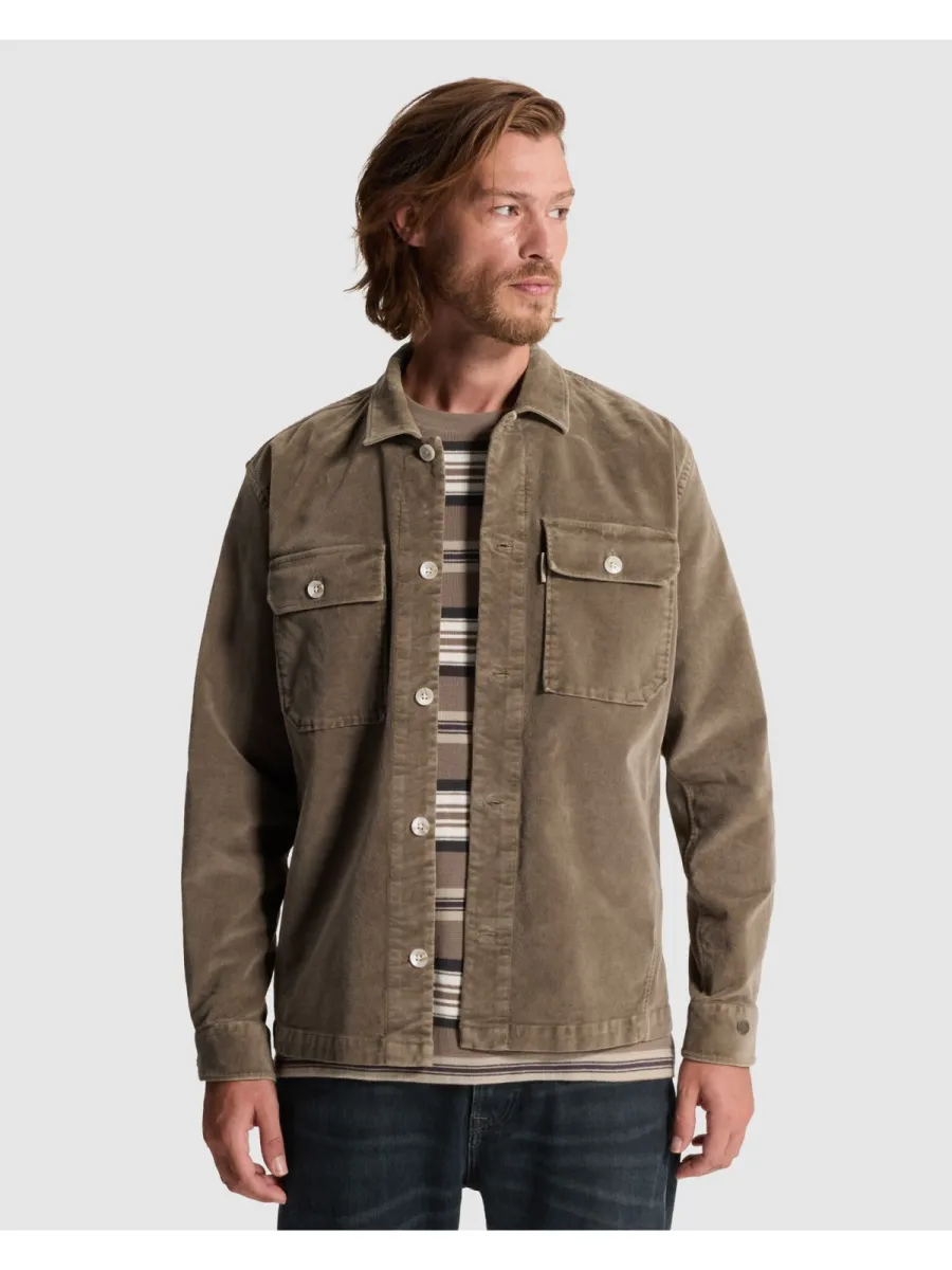 CAST IRON-Long sleeve shirt Velvet garment dye-CSI2609230-8026 Walnut-BRUIN