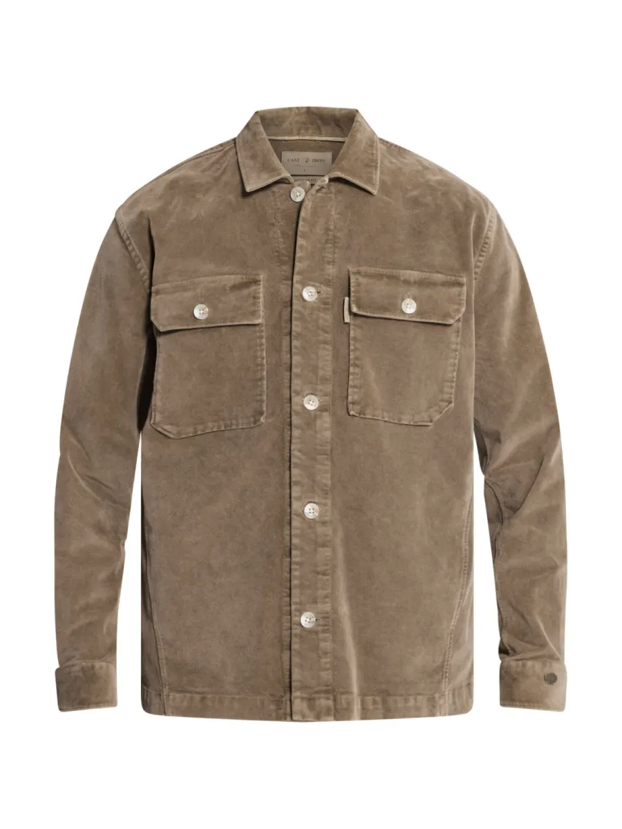 CAST IRON-Long sleeve shirt Velvet garment dye-CSI2609230-8026 Walnut-BRUIN