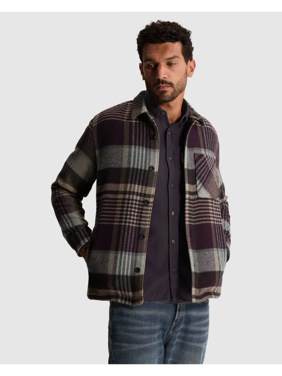 CAST IRON-Long sleeve shirt Wool blend check-CSI2609233-4163 Nightshade-NAVY