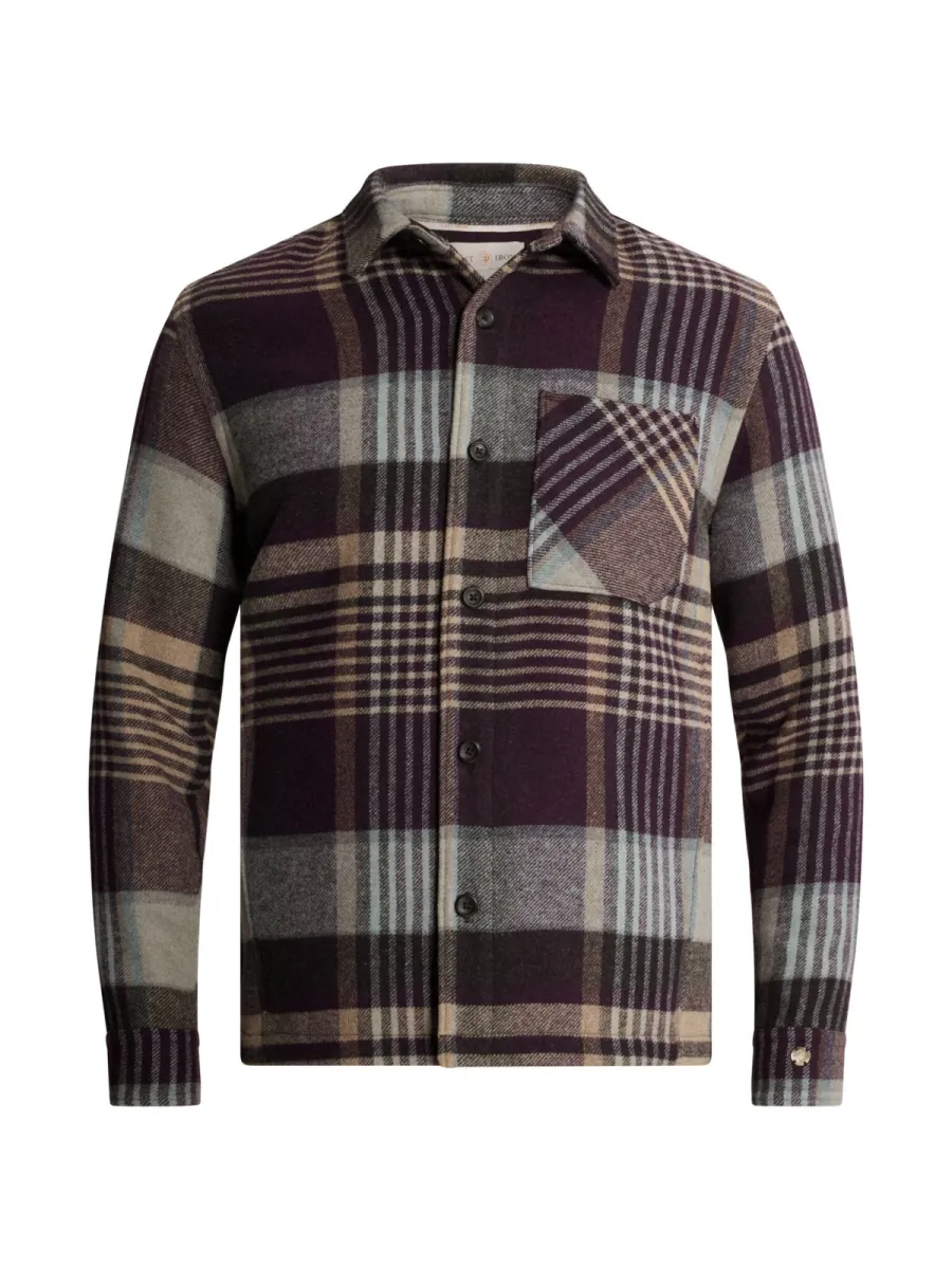 CAST IRON-Long sleeve shirt Wool blend check-CSI2609233-4163 Nightshade-NAVY