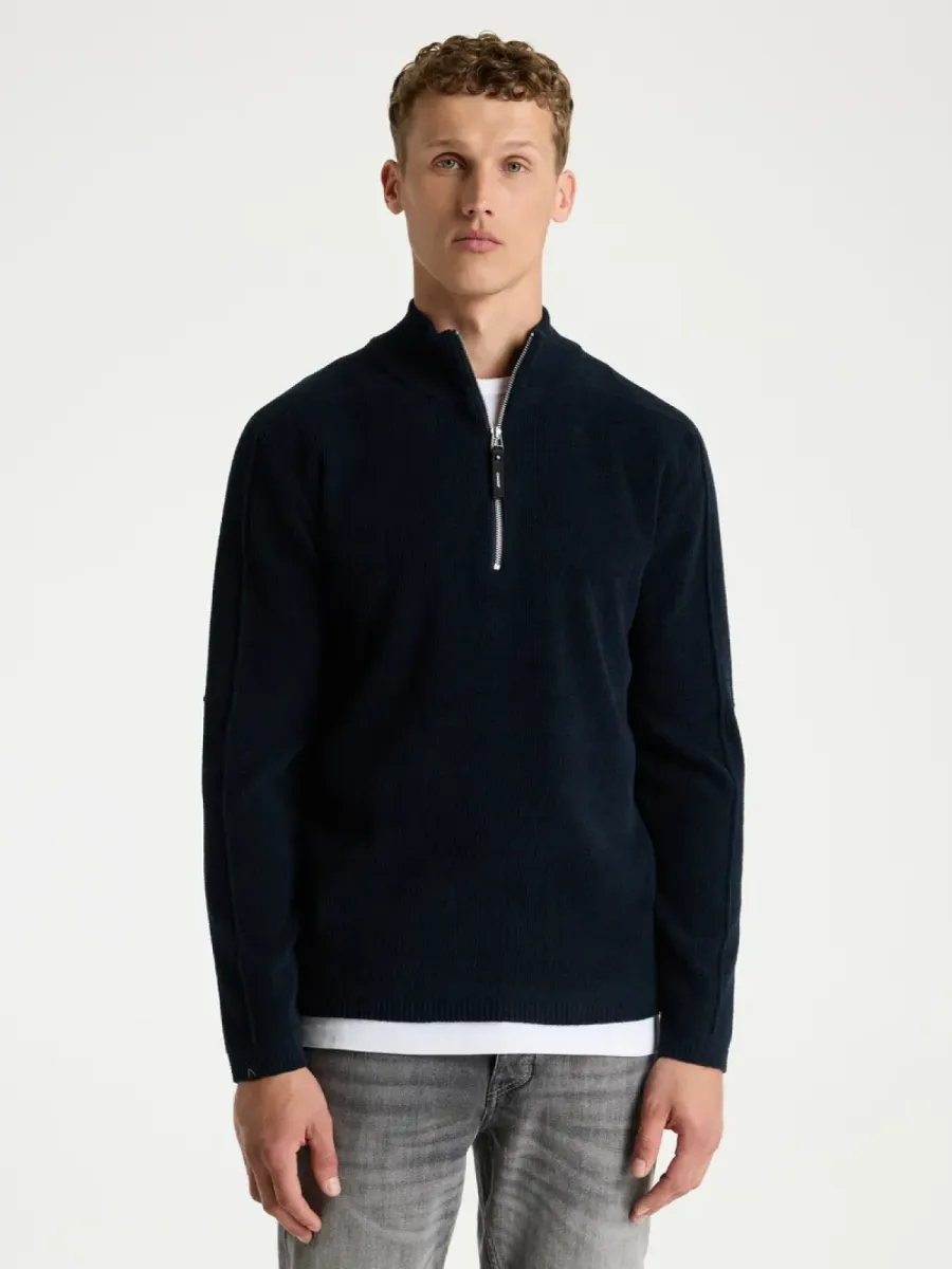 Chasin-Oscar velo half zip-31140006-E6026 Salute-NAVY