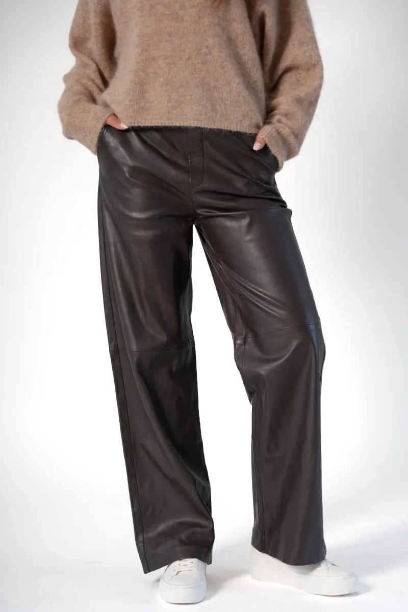 Corel-Carmelia Pants Lamb Leather-1012-0541-20 Brown-BRUIN