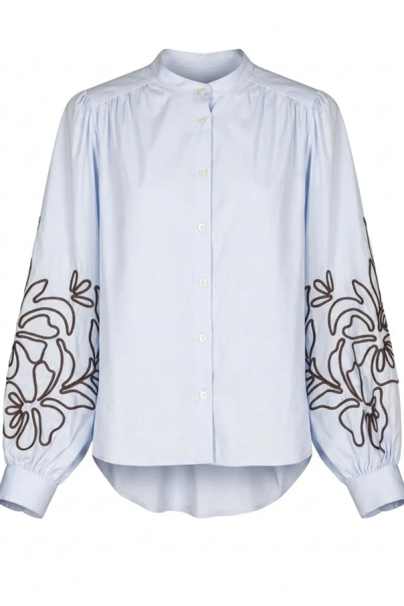Due Amanti--Belen-Celest embroidery brown-LICHT BLAUW