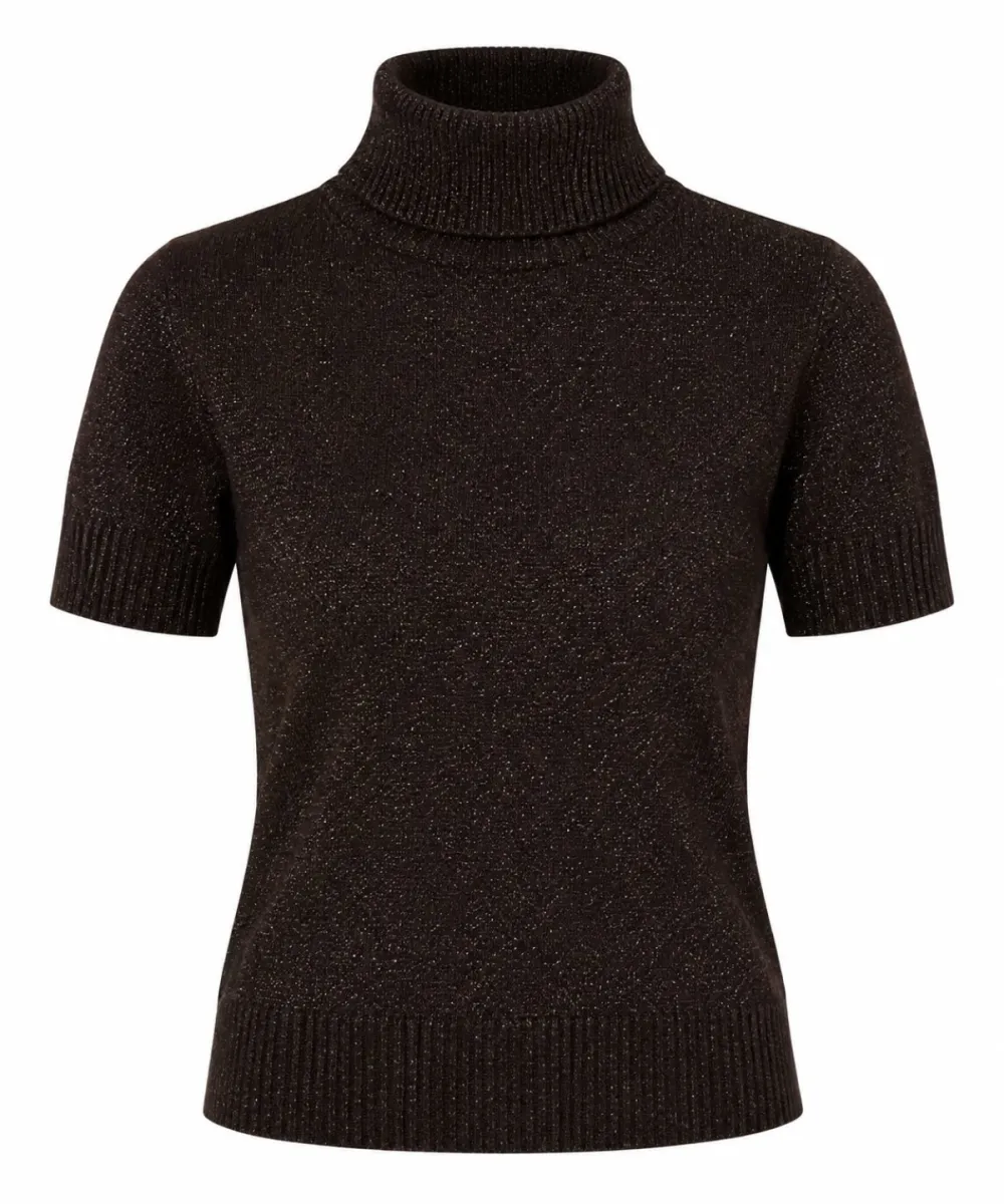 EMOTIONS-Pullover rollneck SS lurex-226105L-300 Choco-CHOCOLADE