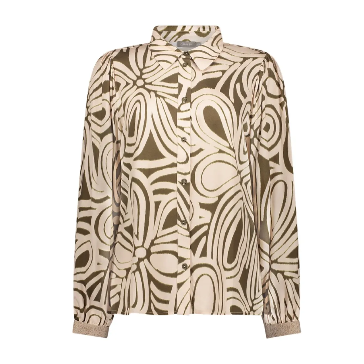 GEISHA-Blouse-63940-20-530 Moss green/ecru-MOSGROEN