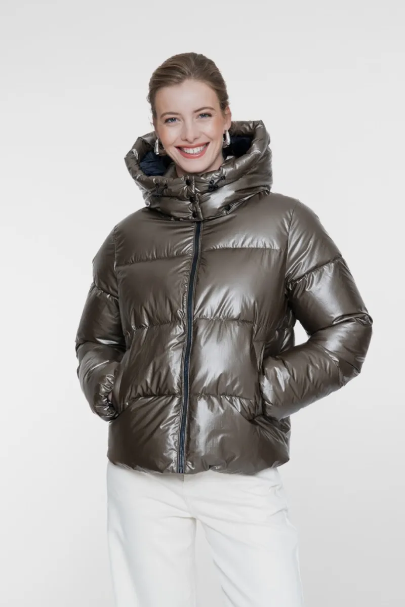 GEISHA-Jacket mettalic det hood-68530-18-30 Bronze-BRONS