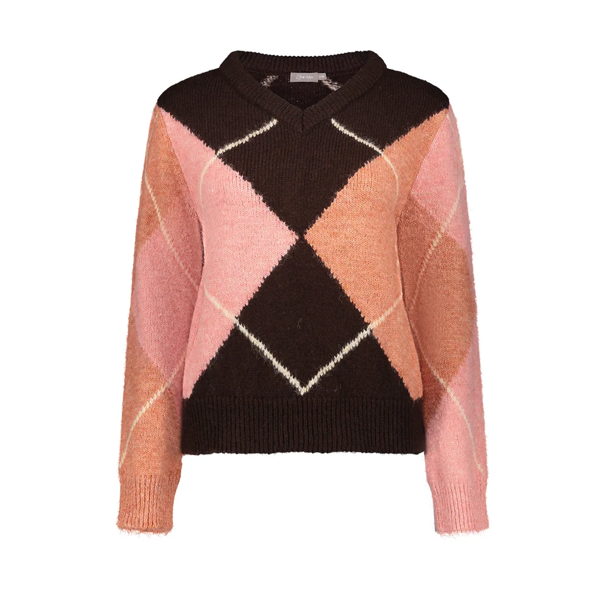 GEISHA-Pull argyle-64876-23-775 Brown/orange/pink-BRUIN