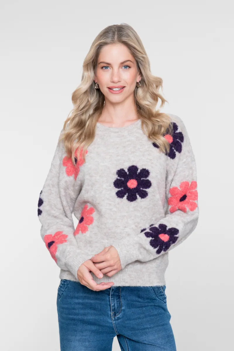 geisha-pullover-flowers-64807-10-720-sand-pink-purple-zand-1 GEISHA-Pullover flowers-64807-10-720 Sand/pink/purple-ZAND