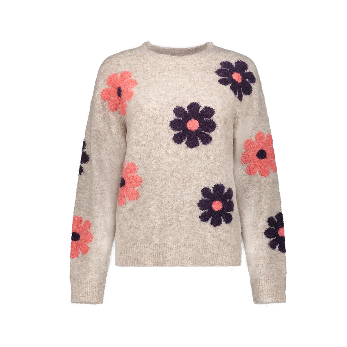 GEISHA-Pullover flowers-64807-10-720 Sand/pink/purple-ZAND