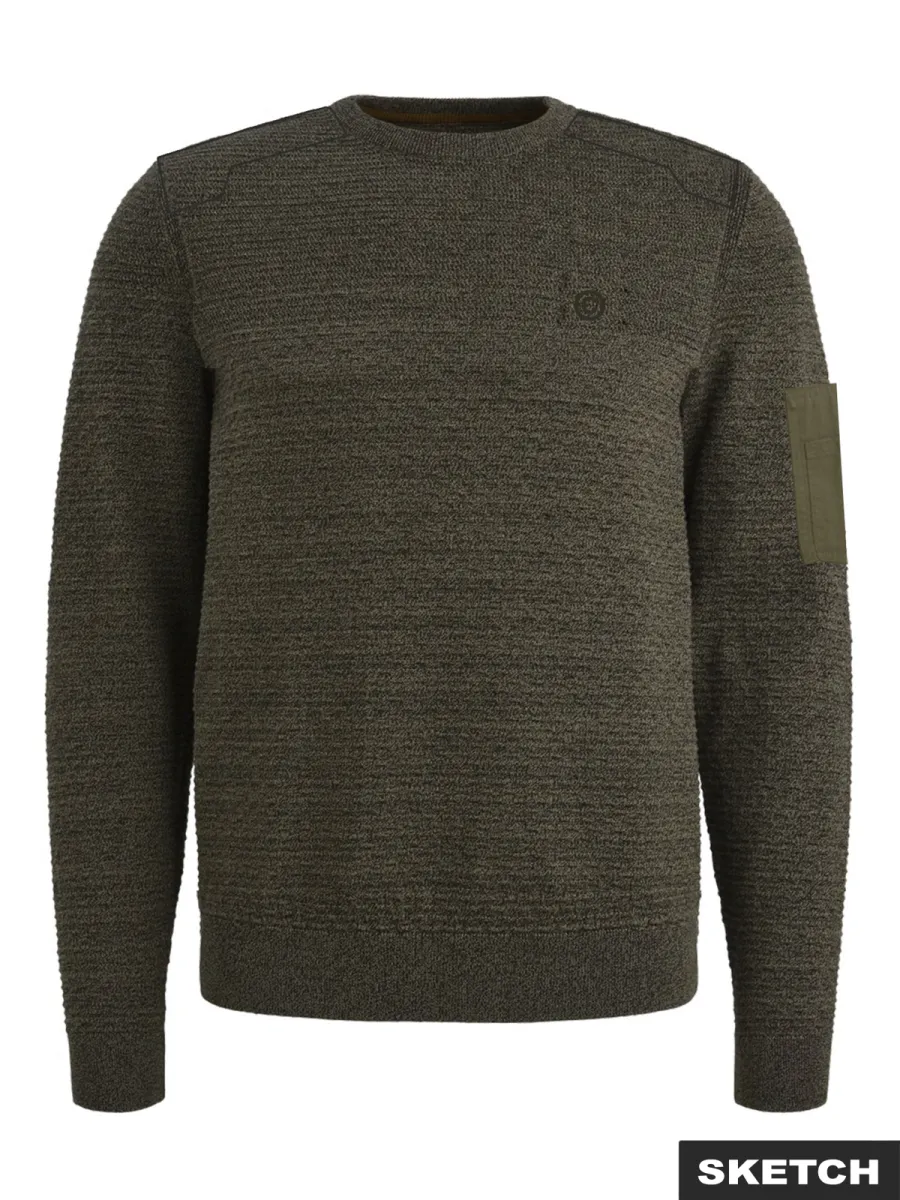 JACK & JONES-JCOLEAGUE KNIT CREW NECK SMU-12313164-Dusty olive-OLIJF