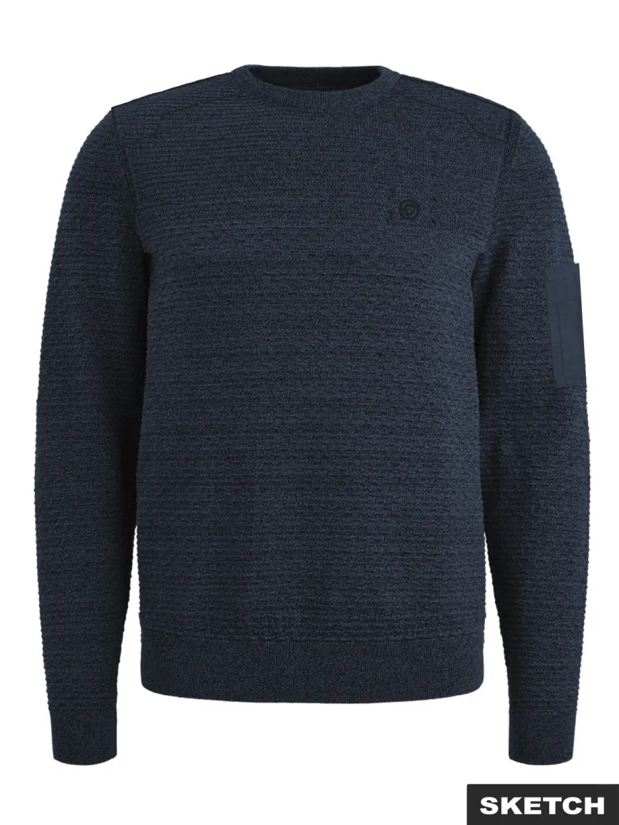 JACK & JONES-JCOLEAGUE KNIT CREW NECK SMU-12313164-Outer space-NAVY