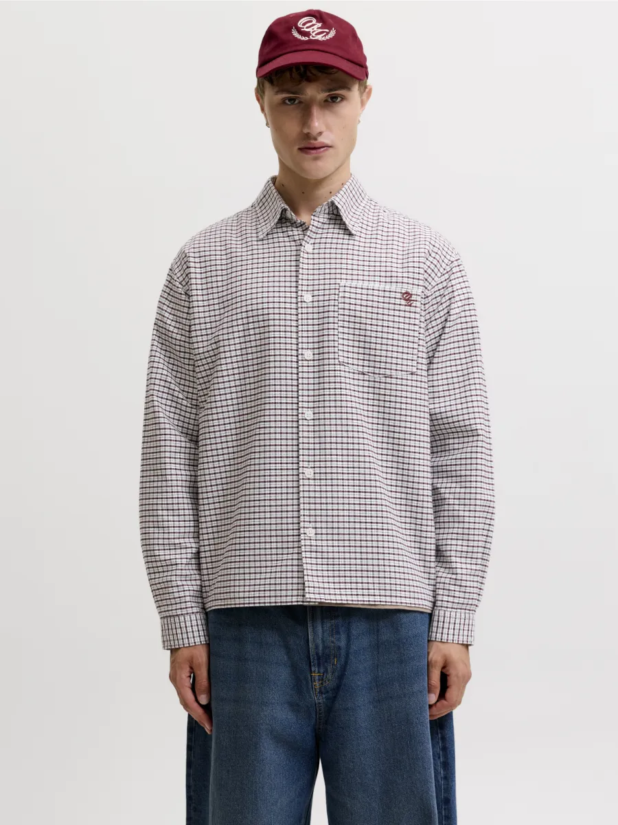 JACK & JONES-JORFREDERIKSBERG OXFORD SHIRT LS SN-12300969-Chocolate truffle-CHOCOLADE