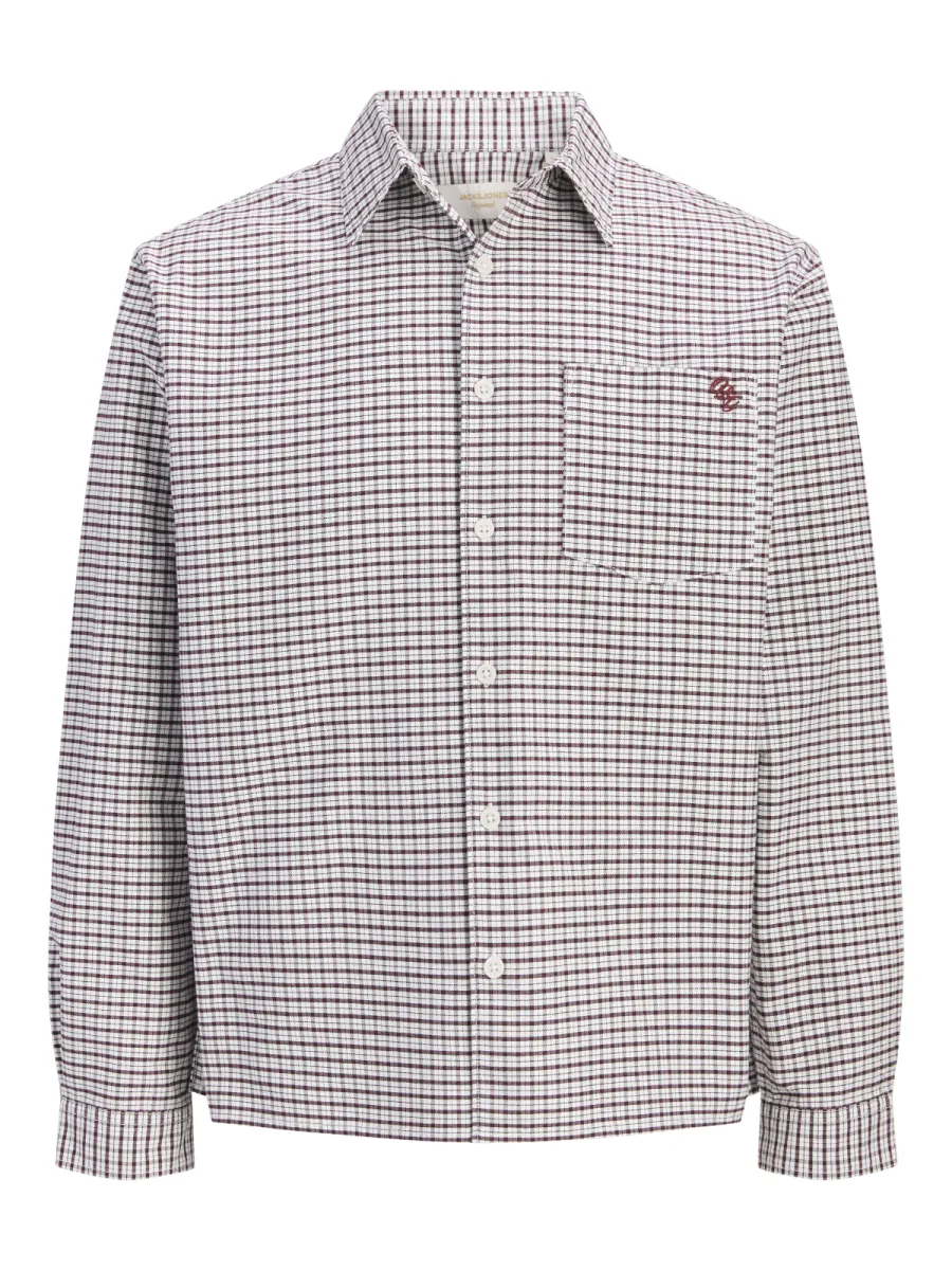 JACK & JONES-JORFREDERIKSBERG OXFORD SHIRT LS SN-12300969-Chocolate truffle-CHOCOLADE