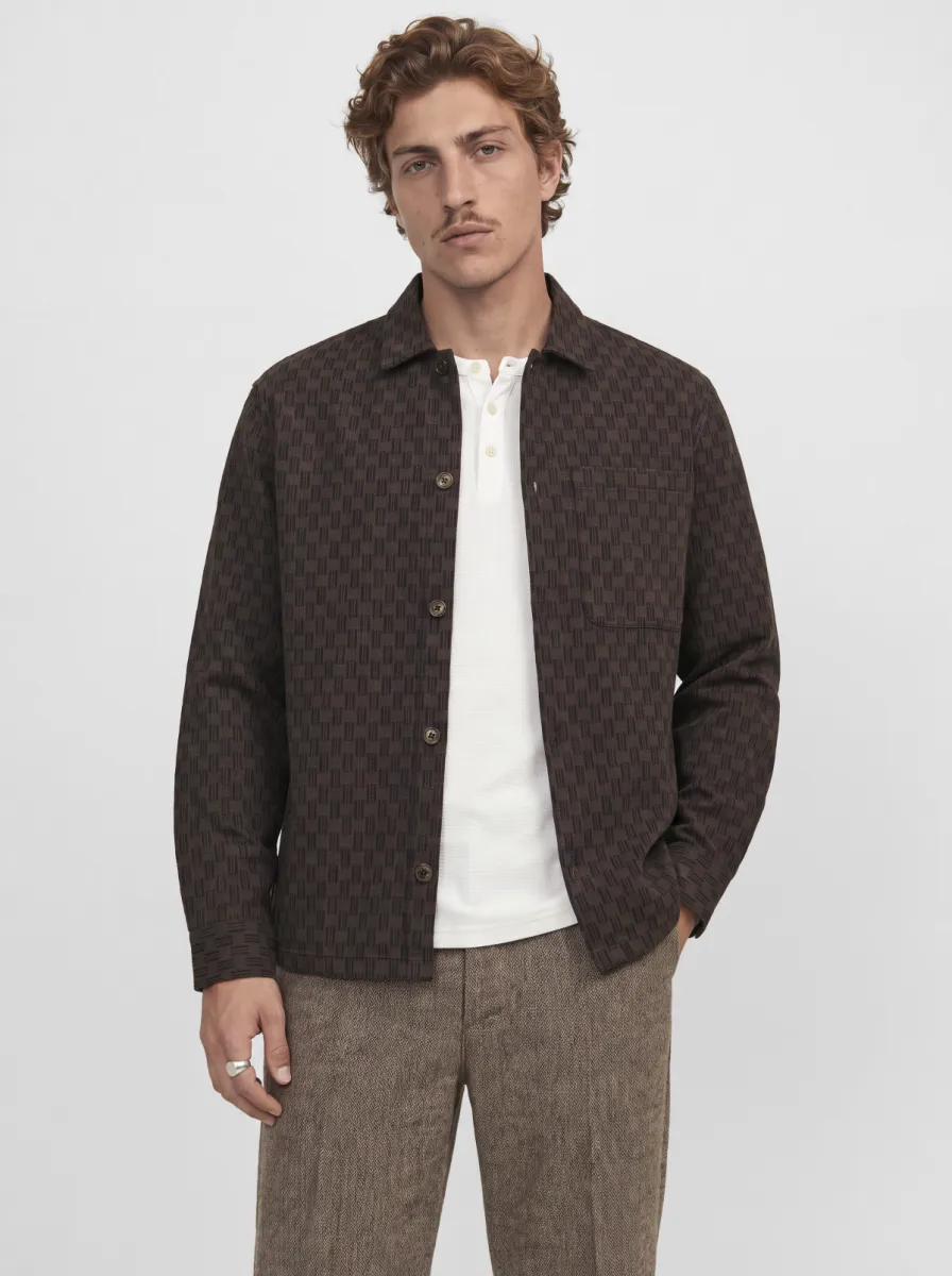 JACK & JONES-JPRBLALANDON JACQUARD L/S OVERSHIRT-12306526-Chocolate martini-CHOCOLADE
