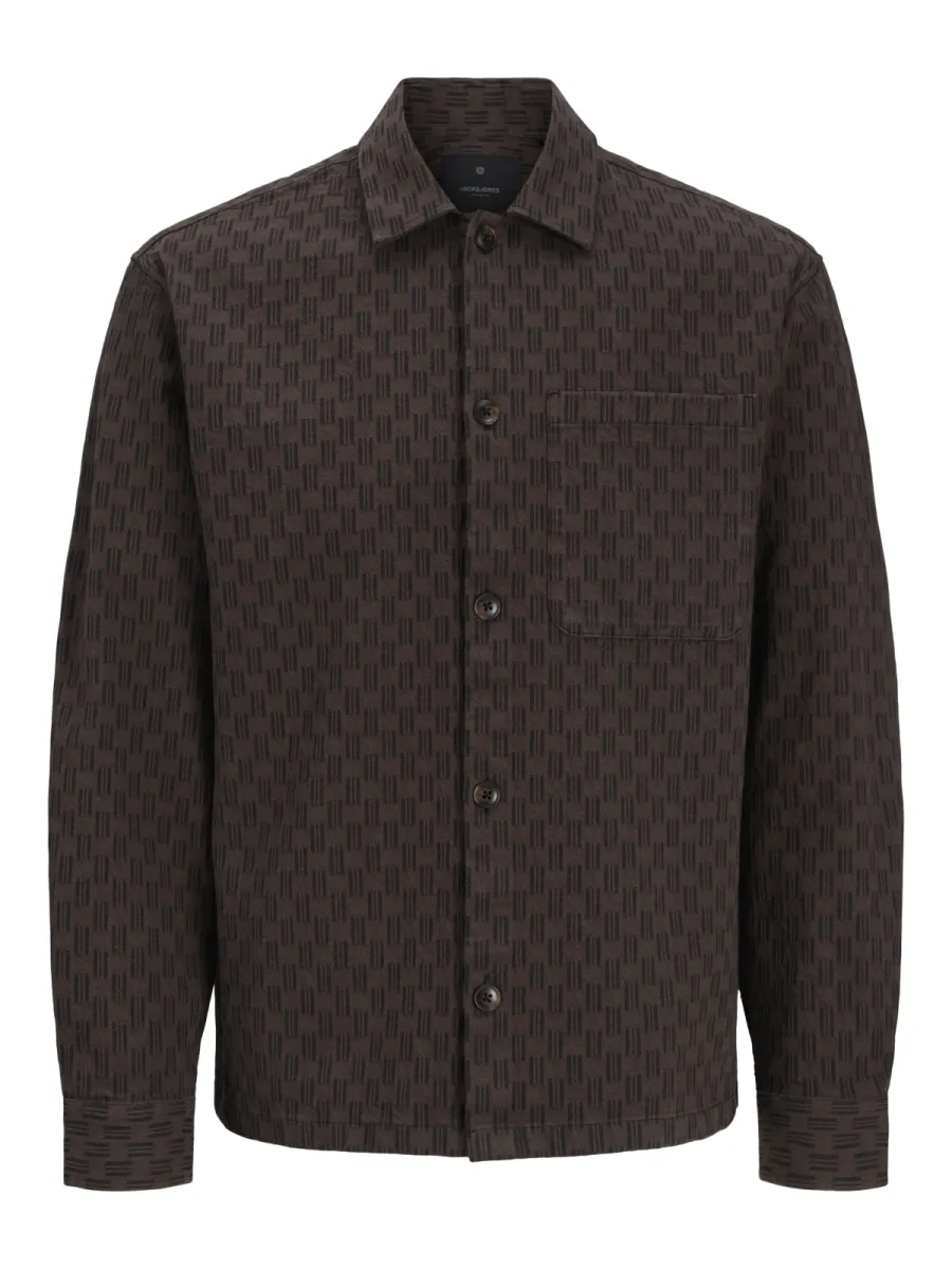 JACK & JONES-JPRBLALANDON JACQUARD L/S OVERSHIRT-12306526-Chocolate martini-CHOCOLADE