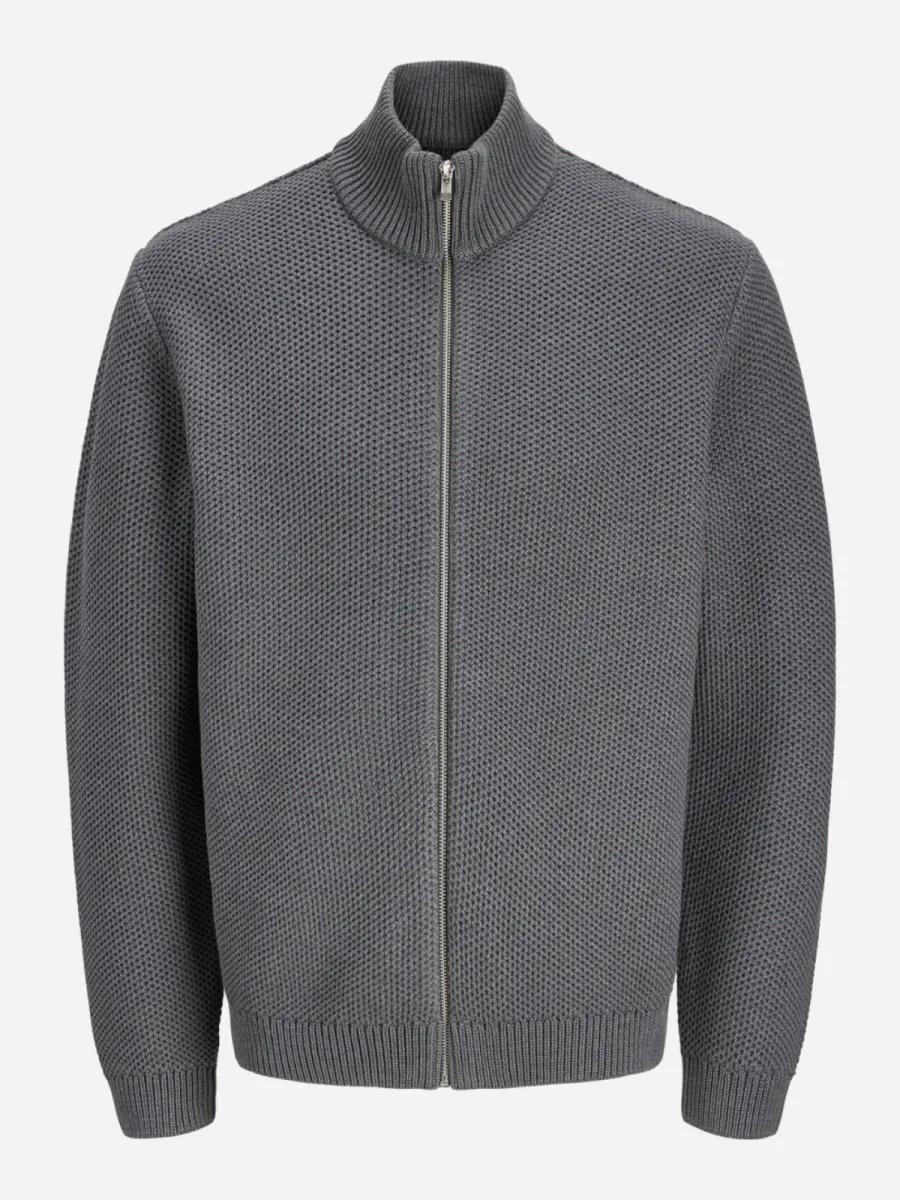 JACK & JONES-JPRBLATYCE KNIT CARDIGAN-12305684-Medium grey melange-GRIJS MELEE