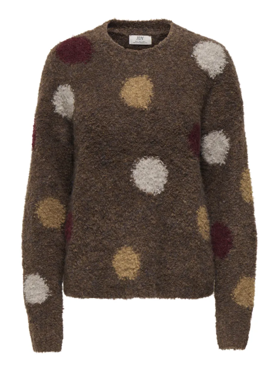 JDY-JDYDOTTIE L/S O-NECK DOT PULLOVER K-15383105-Bison-BRUIN